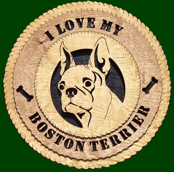 I Love My Boston Terrier Laser File for Wall Tribute