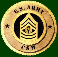 US Army Command Sergeant Major Laser Files for Wall Tribute/Plaque